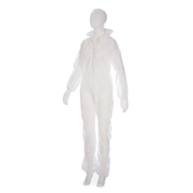 Einwegoverall mit Kapuze und Reißverschluss, weiß, 100% Polypropylen, 40 g | Größe XXXL PP-Schutzanzug, 100% Polypropylen, leicht und gut luftdurchlässig