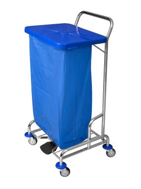 Entsorgungswagen "SOLID" mit Fußpedal | 1-fach <br>für 1 x 120 Liter Müllsäcke, Deckelfarben: rot, blau, gelb oder grün