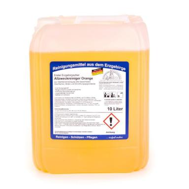 Erster Erzgebirgischer Allzweckreiniger Orange | 10 Liter<br>für alle wasserfesten Oberflächen, Böden und Einrichtungsgegenstände