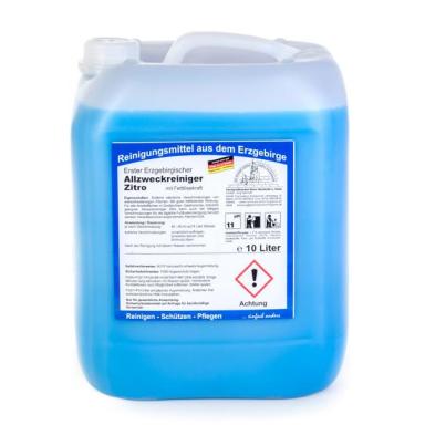 Erster Erzgebirgischer Allzweckreiniger Zitro, mit Fettlösekraft | 10 Liter für alle Arbeitsflächen in Großküchen, Gastronomie, Industrie geeignet