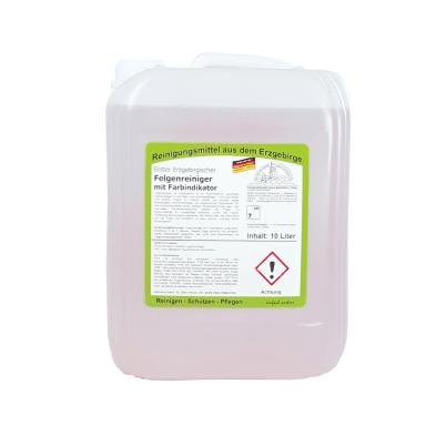Erster Erzgebirgischer Felgenreiniger mit Farbindikator | 10 Liter säurefreier Spezialreiniger für alle Stahl- und Leichtmetallfelgen - auch verchromte, polierte, lackierte und folierte