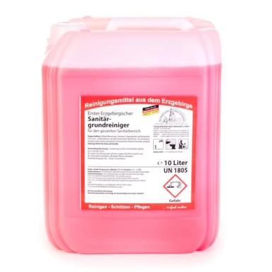 Erster Erzgebirgischer Sanitärgrundreiniger | 10 Liter für den gesamten Sanitärbereich, angenehmer Duft, Nicht auf Emaille, Aluminium und Zink anwenden!