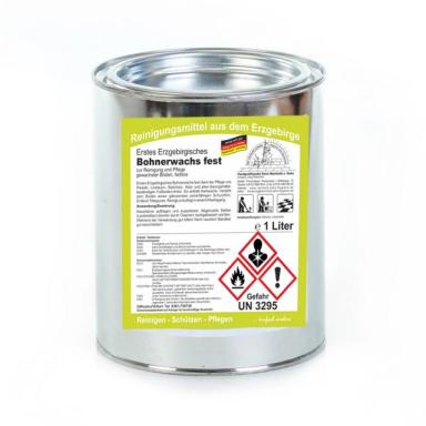 Erstes Erzgebirgisches Bohnerwachs fest |  1 Liter zur Reinigung und Pflege gewachster Böden, farblos