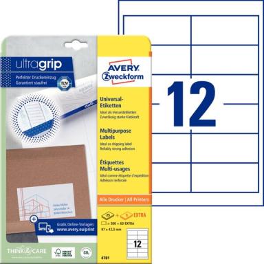 Etikett 97x42,3mm ILK weiss 25 Blatt 300Stück