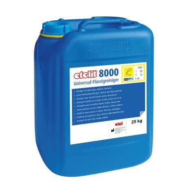 Etolit 8000 | 25 Kg flüssiger Geschirrreiniger für gewerbliche Geschirrspülmaschinen, hochalkalisch, stärkelösend, universell einsetzbar, bleichend, für alle Wasserhärten geeignet