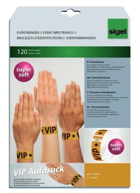 Eventbänder Super Soft VIP Aufdruck Farbe: gold, 255x25 mm