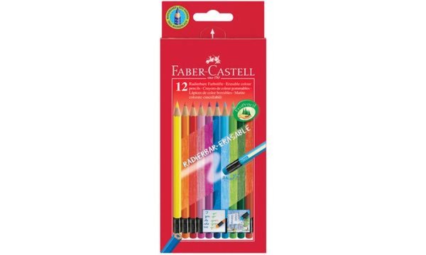 FABER-CASTELL Buntstifte radierbar, 12er Kartonetui (5652391)