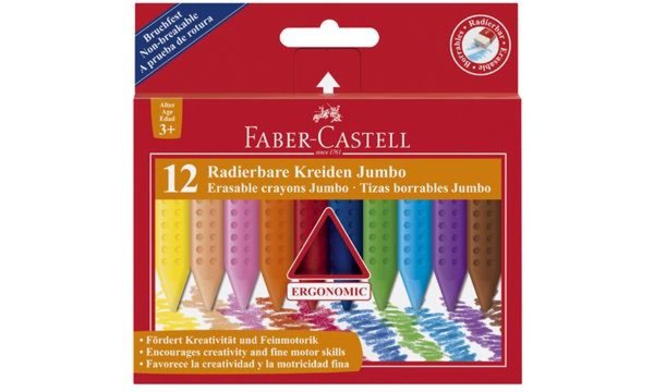 FABER-CASTELL Radierbare Kreiden JU MBO, 12er Kartonetui (5660098)
