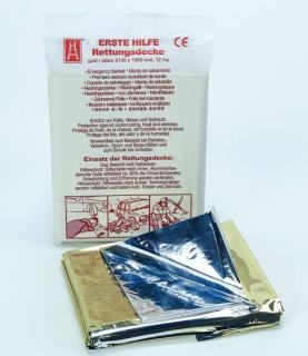 Erste-Hilfe Rettungsdecke gold/silber, 12 my