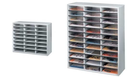 FELLOWES Post- und Broschüren Manager, 36 Fächer horizontal grau, zur Aufbewahr