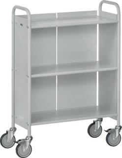 Bürowagen m. 3 Böden, Ladefläche 720x 350mm, 4 Lenkrollen, 2 feststellbar,