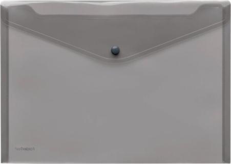 Sichttasche A4 quer, rauch trans- parent, mit Druckknopf,