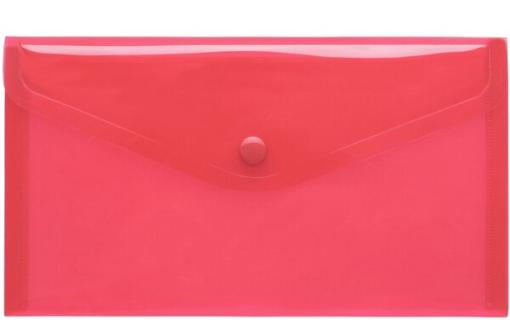 Sichttasche DIN Lang rot trans- parent, mit Druckknopf,