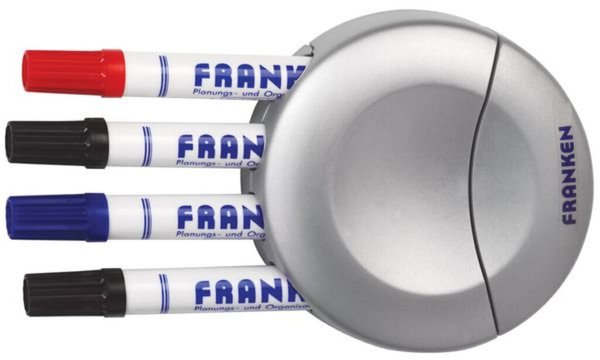 FRANKEN Halter f. 4 Tafelschreiber,Wischer,magnetisch,Kunststoff grau