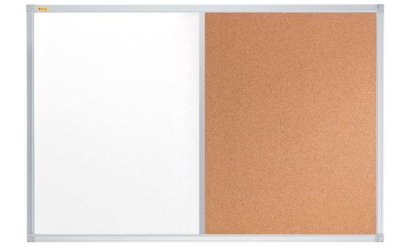 FRANKEN Kombitafel X-tra!Line (B)600 x (H)450 mm Weißwand- und Korktafel auf ei