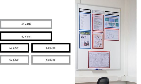 FRANKEN Magnet-Tasche für Überschriften, A4 hoch, schwarz aus Hartfolie, matt, 