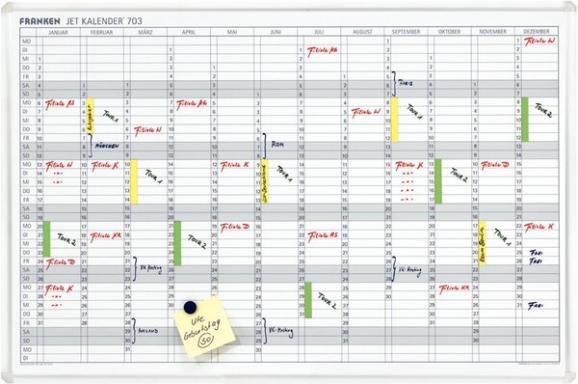 FRANKEN Planungstafel JetKalender, Jahreskalender, 12 Monate (B)900 x (H)600 mm