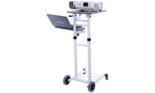 FRANKEN Präsentationsstation Travel, weiß aus Stahl, verwendbar für Beamer und 