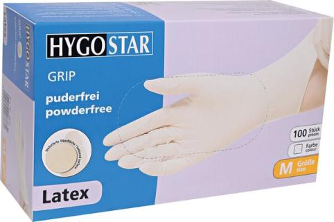 HYGOSTAR Latex-Handschuh "GRIP", M, weiß, puderfrei
