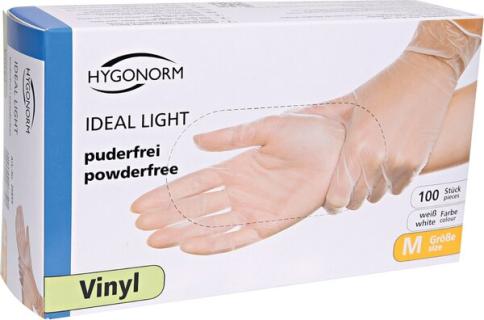 HYGONORM Vinyl-Handschuh "IDEAL LIGHT", M, weiß, puderfrei