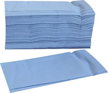 Papierhandtücher 2-lagig V/ZZ-Falzung blau, Recyclingpapier, 25 x 23 cm