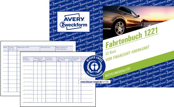 Fahrtenbuch für PKW, A6 quer, 64 Blatt