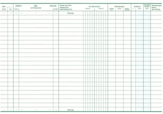 Fahrtenbuch für Pkw, 64 Seiten Rückstichheftung, DIN A5