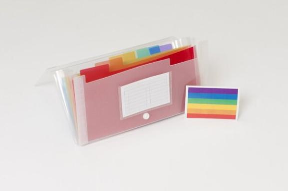 Fächermappe Crystal 7 farbige Fächer, PP Folie, Druckknopf, f. Kontoauszüge