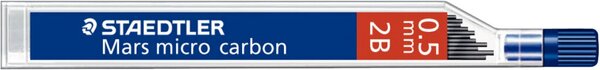 Feinminen Mars micro carbon 0,5mm 2B, passend für alle Druckbleistifte