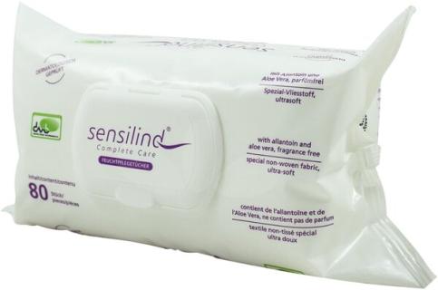 Feuchtpflegetücher Sensilind, 80 ge- brauchsfertige Tücher, wieder ver-