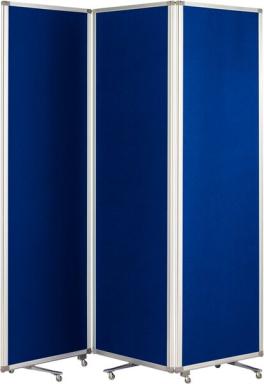 Filzwand, mobil, klappbar, blau 3 x 1800x600mm, Alurahmen