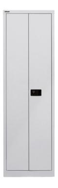Flügeltürenschrank aus Stahl komplett in lichtgrau