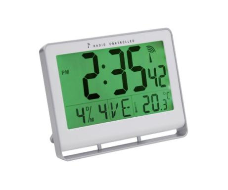 Funkgesteuerte Uhr, LCD, 200x150x30mm Uhrzeit, Datum, Wochentag, Temperatur