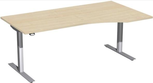 Schreibtisch Elektro-Hubtisch rechts B1800xT800xH650-1250mm, Ahorn/silber