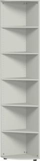 Eckabschlußregal 6 OH 2160x400x400 mit Standfüßen, Lichtgrau, Flex