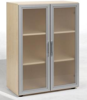 Flügeltürenschrank mit Glastür 3 OH 80 cm Breite, Ahorn, Flex