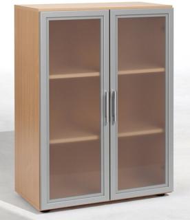 Flügeltürenschrank mit Glastür 3 OH 80 cm Breite, Buche, Flex