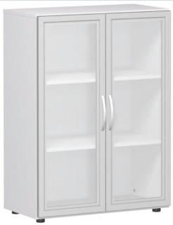 Flügeltürenschrank mit Glastür 3 OH 80 cm Breite, weiß, Flex