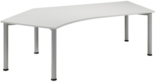 Schreibtisch 135° links Lichtgrau/ weißalu, 4-Fuß Flex