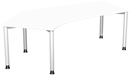 Schreibtisch 135° rechts, weiß/ weißalu, 4-Fuß Flex