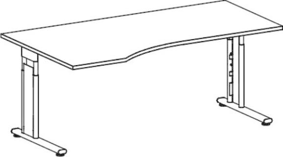 PC-Tisch links Buche/Silber C-Fuß Flex, BxT: 1800x800/1000mm