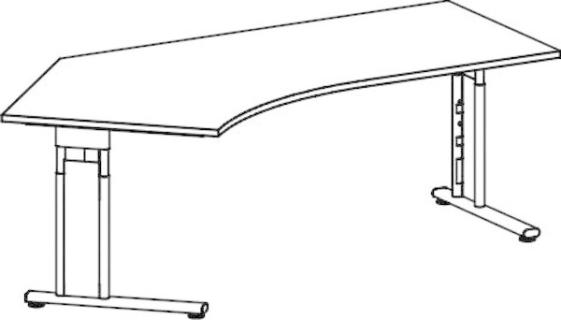 Schreibtisch 135° links Buche/Silber, C-Fuß Flex