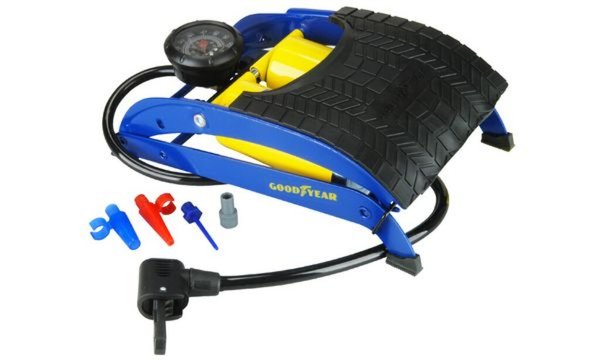 GOODYEAR Fußluftpumpe Doppelzylinde r, blau/gelb (11580506)