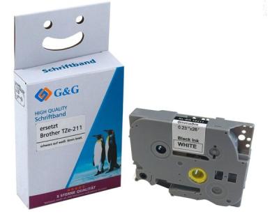 Premium Schriftband komp. zu Brother TZe-211, schwarz auf weiß