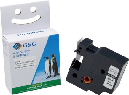 Premium Schriftband 19mm/7m, komp. zu 45803/S0720830, schwarz auf weiß