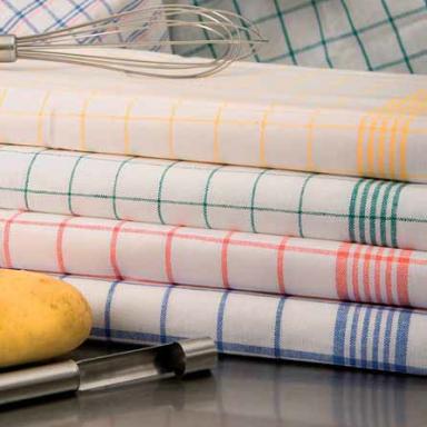 Geschirrtuch Halbleinen 50 x 70 cm, 200 g/m², hell | farbig karriert waschbar bei 95 °C