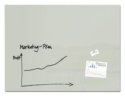 Glas-Whiteboard Artverum 1200 x 900 mm grau, inkl. zwei extra-starker