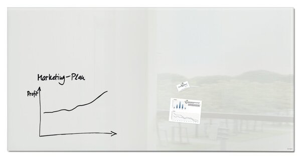 Glas-Whiteboard Artverum 2000 x 1000 mm, weiß, inkl. zwei extra-starker