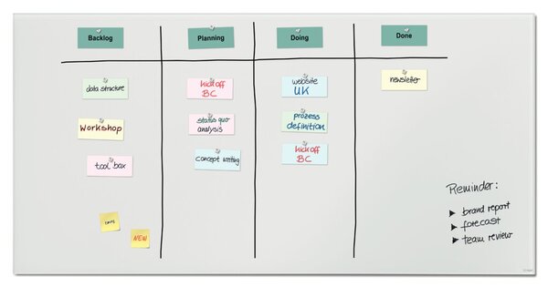 Glas-Whiteboard Artverum 2000 x 1000 mm, weiß, inkl. zwei extra-starker