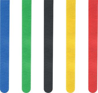 Klettbinder-Streifen 16x215mm, 5 Stück farbig, wiederverwendbar, waschbar